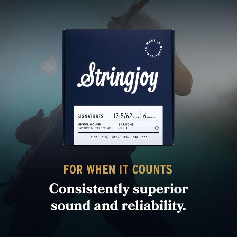 Stringjoy BAL135B Baritone Signatures Nickel Electric Guitar Strings, 13.5-62 Balanced Light Gauge, Baritone Guitars Strings Electric 6 String Set - Image 3